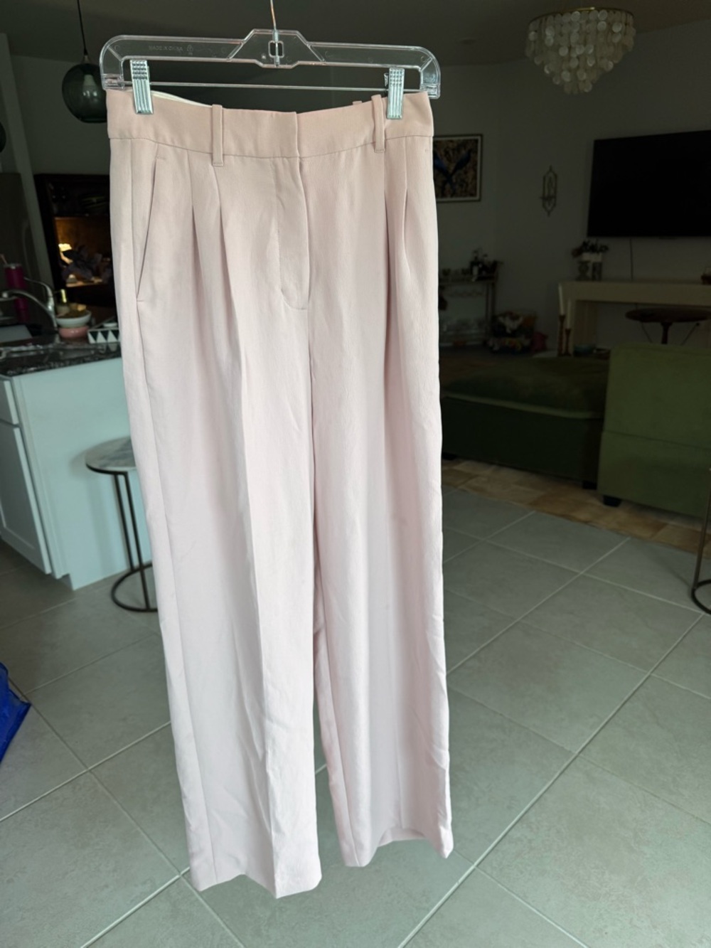Aritzia Light Pink Wide-Leg Trousers